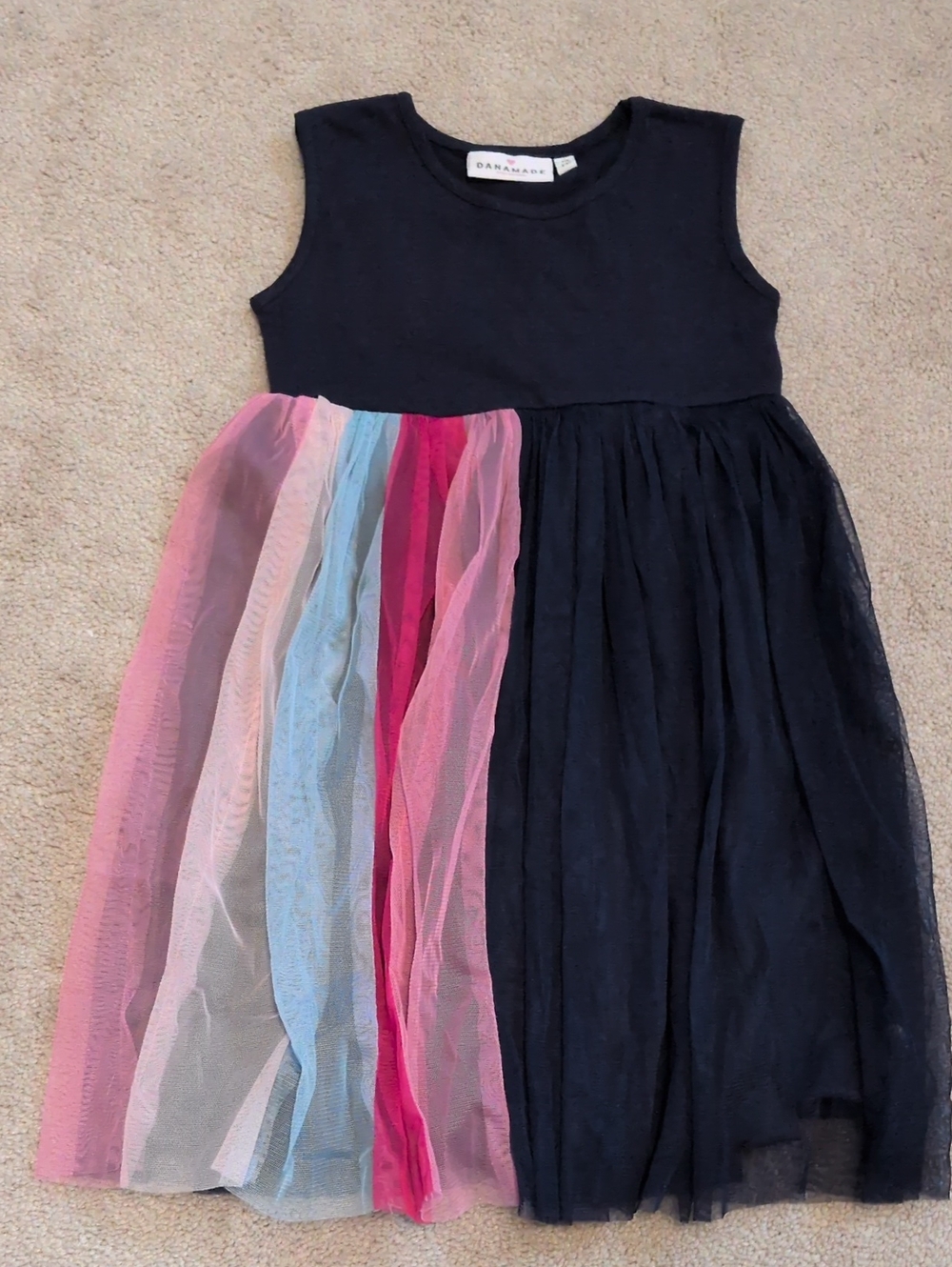 Danamade - Sleeveless Dress with Pink, Light Blue and Fuchsia Tulle Panels